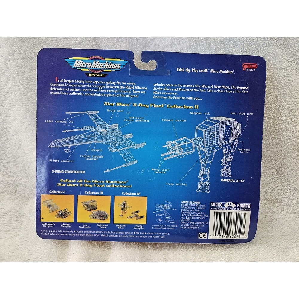 Star Wars Micro Machines Space X-Ray Fleet Collection II 1996 X-Wing At-AT New - Picture 2 of 2